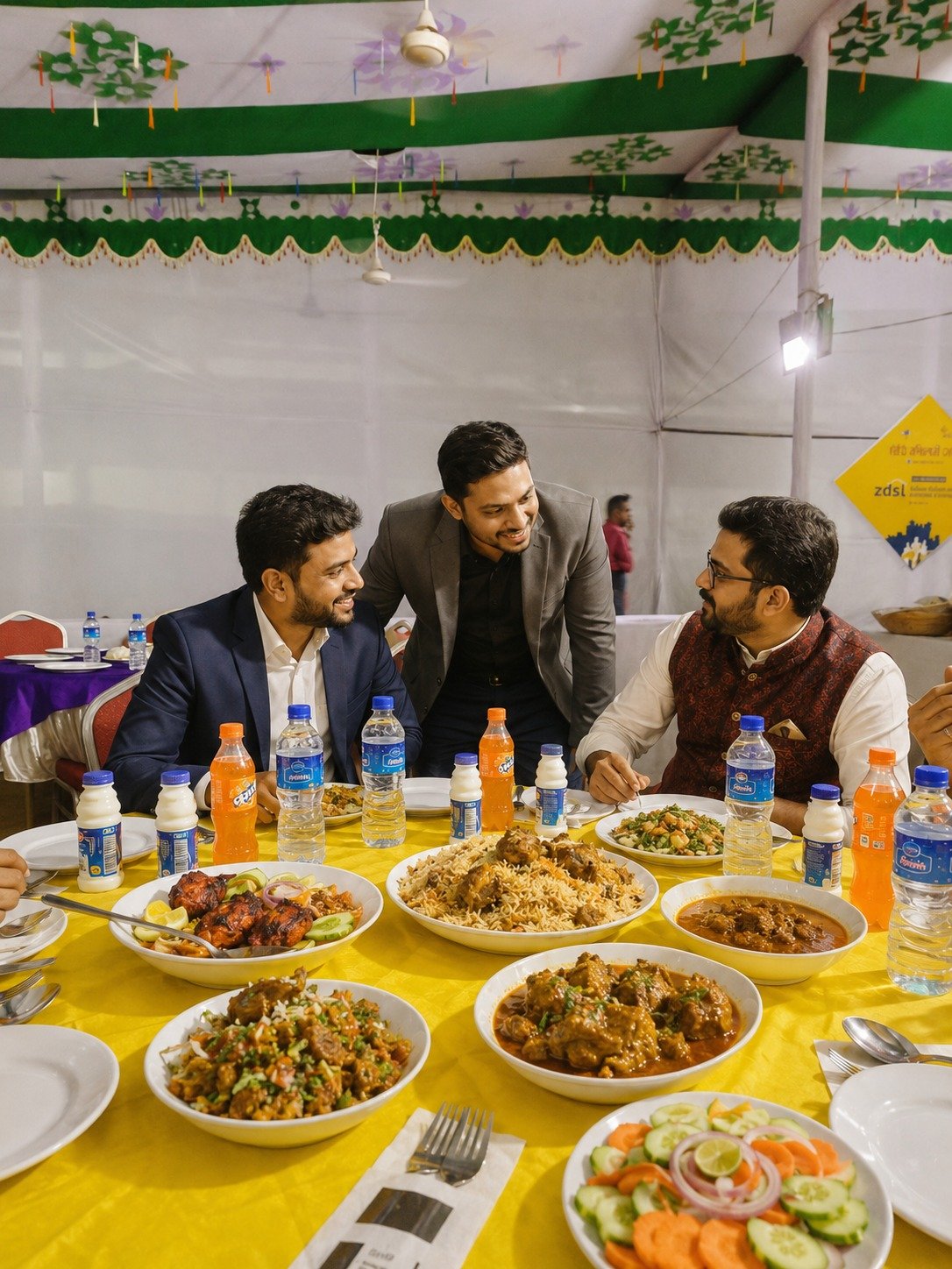 Guests seated at a catered dining table